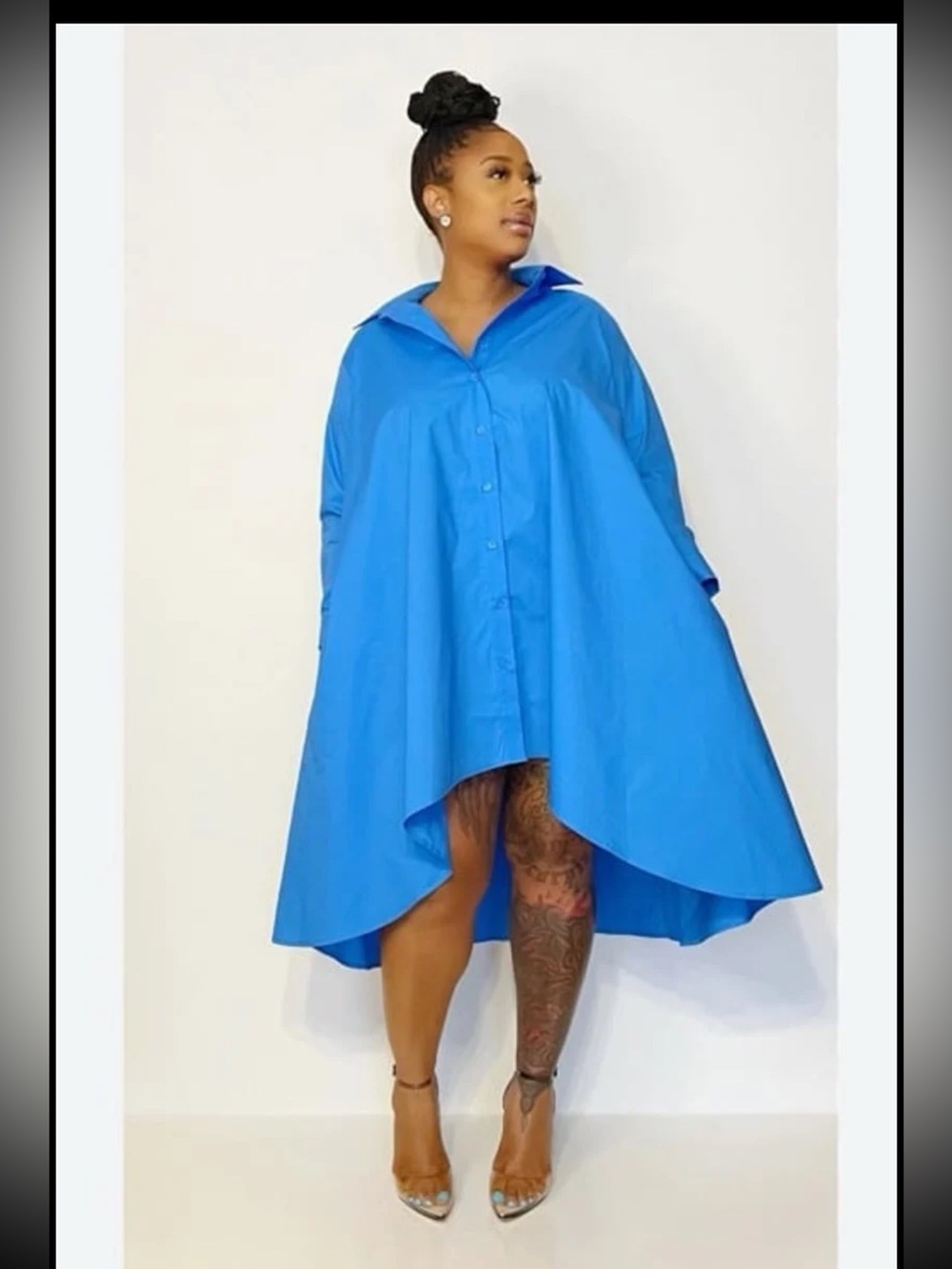 NWT GoodTime USA Bold Blue High Low Shirt Dress size 1X/2X